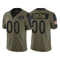 Custom LA.Rams Olive ACTIVE PLAYER 2021 Salute To Service Limited Stitched Jersey