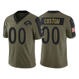 Custom LA.Rams Olive ACTIVE PLAYER 2021 Salute To Service Limited Stitched Jersey