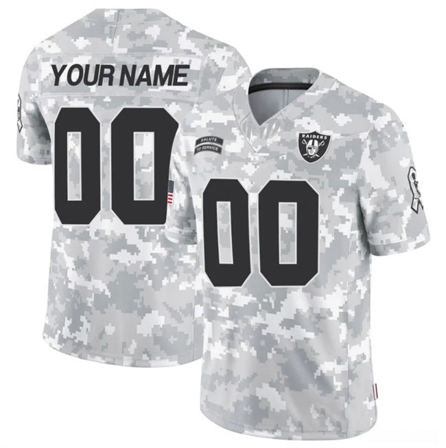 Custom LV.Raiders Active Player 2024 F.U.S.E Arctic Camo Salute To Service Limited Stitched Jersey