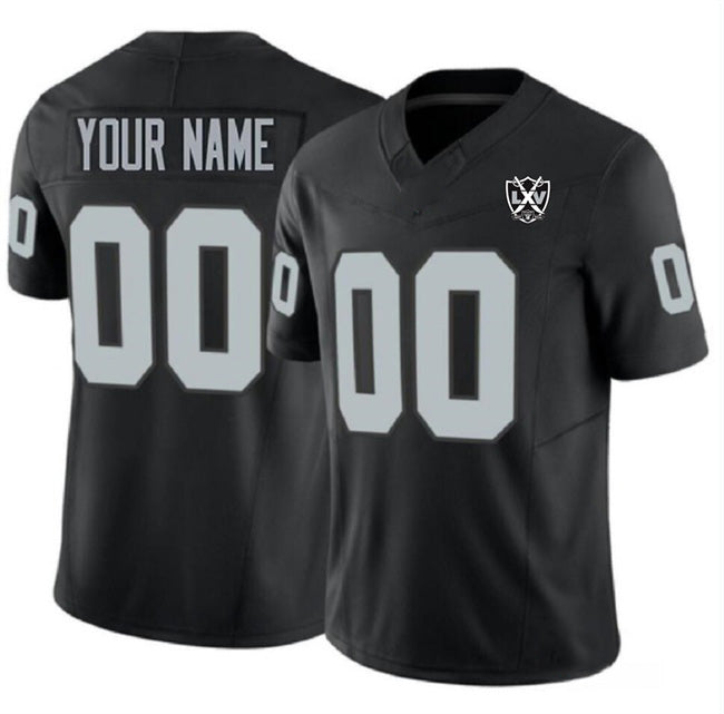 Custom LV.Raiders Active Player Black 2024 F.U.S.E 65th Anniversary Patch Vapor Stitched Jersey
