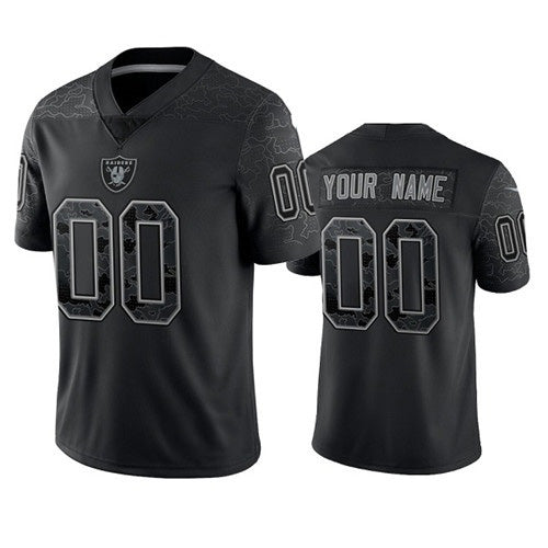 Custom LV.Raiders Active Player Black Reflective Limited Stitched Jersey