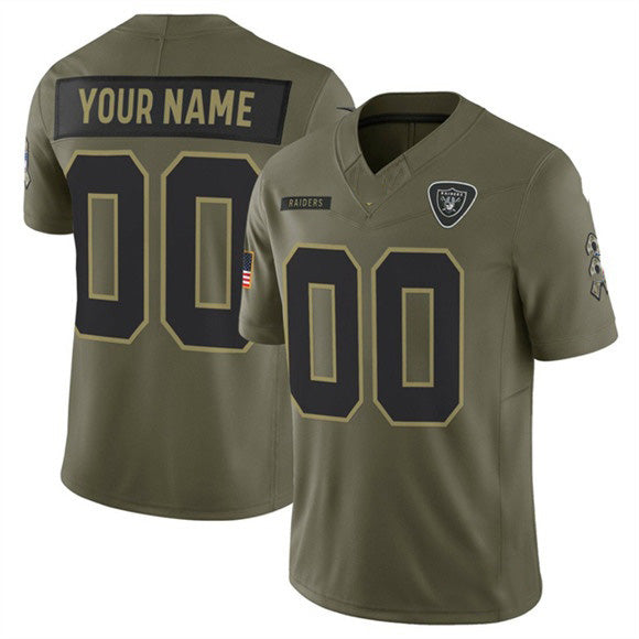 Custom LV.Raiders Active Player Olive 2025 F.U.S.E. Salute to Service Limited Stitched Jersey