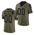Custom LV.Raiders Olive ACTIVE PLAYER 2021 Salute To Service Limited Stitched Jersey