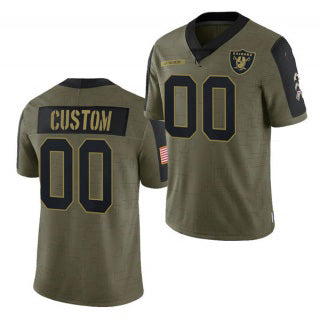 Custom LV.Raiders Olive ACTIVE PLAYER 2021 Salute To Service Limited Stitched Jersey