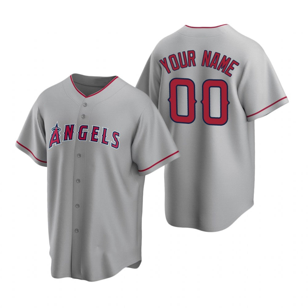 Custom Los Angeles Angels Gray Stitched Cool Base Road Baseball Jersey