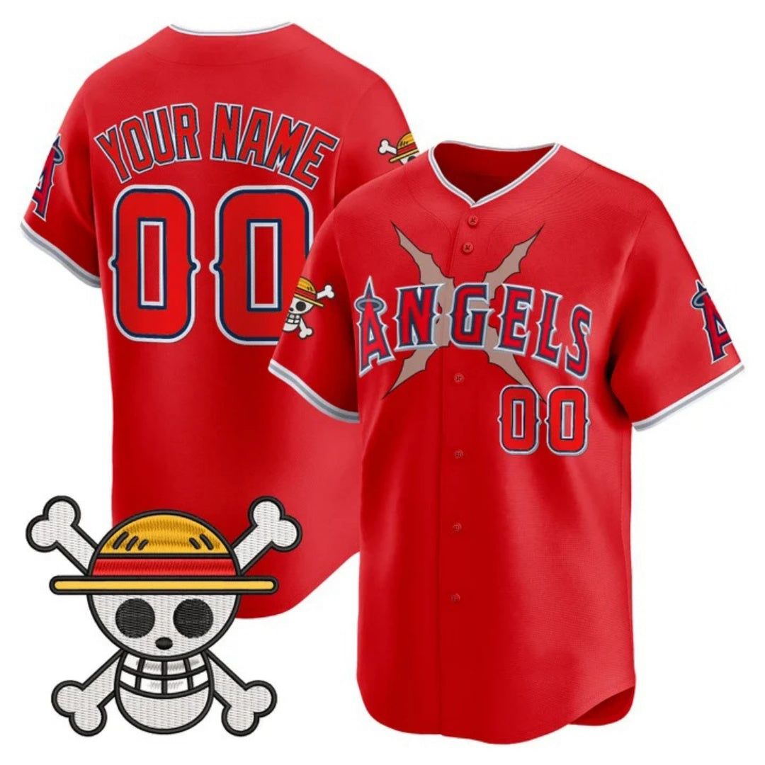 Custom Los Angeles Angels x One Piece Red Vapor Premier Limited Jersey - Stitched Baseball Jersey