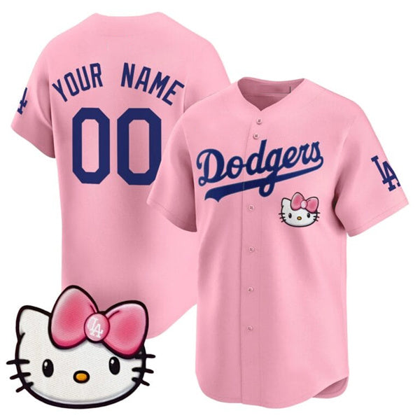 Custom Los Angeles Dodgers ACTIVE PLAYER Pink 2025 Hello Kitty Vapor Premier Limited Stitched Baseball Jersey