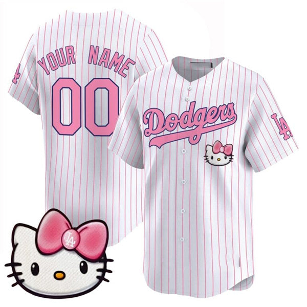Custom Los Angeles Dodgers ACTIVE PLAYER Pinstripe 2025 Hello Kitty Vapor Premier Limited Stitched Baseball Jersey