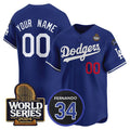 Custom Los Angeles Dodgers ACTIVE PLAYER Royal 2024 World Series With Fernando Memorial Patch Limited Stitched Baseball Jersey HELVY