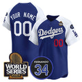 Custom Los Angeles Dodgers ACTIVE PLAYER Royal White 2024 World Series With Fernando Memorial Patch Limited Stitched Baseball Jersey HELVY