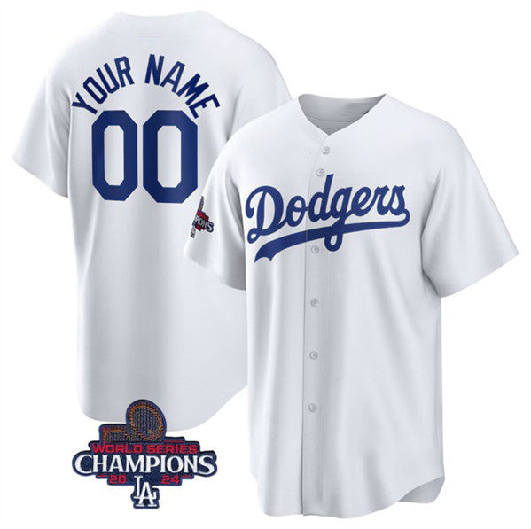 Custom Los Angeles Dodgers ACTIVE PLAYER White 2024 World Series Champions Cool Base Stitched Baseball Jersey HELVY