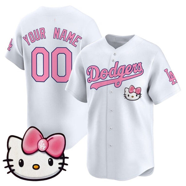 Custom Los Angeles Dodgers ACTIVE PLAYER White 2025 Hello Kitty Vapor Premier Limited Stitched Baseball Jersey