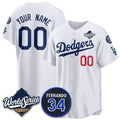 Custom Los Angeles Dodgers ACTIVE PLAYER White 2025 World Series With No. 34 Patch Limited Stitched Baseball Jersey HELVY