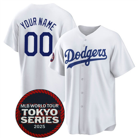 Custom Los Angeles Dodgers ACTIVE PLAYER White 2025 World Tour Tokyo Series Home Stitched Baseball Jersey HELVY