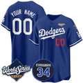 Custom Los Angeles Dodgers Active Player Royal 2025 World Series With No.34 Patch Limited Stitched Baseball Jersey HELVY