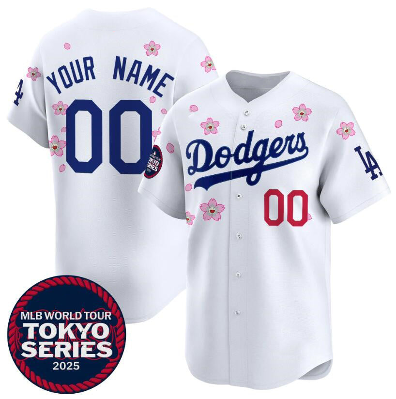 Custom Los Angeles Dodgers Active Player White 2025 Tokyo Series Limited Stitched Baseball Jersey HELVY