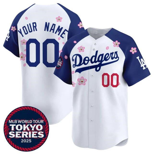 Custom Los Angeles Dodgers Active Player White Royal 2025 Tokyo Series Limited Stitched Baseball Jersey HELVY