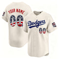 Custom Los Angeles Dodgers Cream USA 250 Fourth of July Limited Stitched Jersey