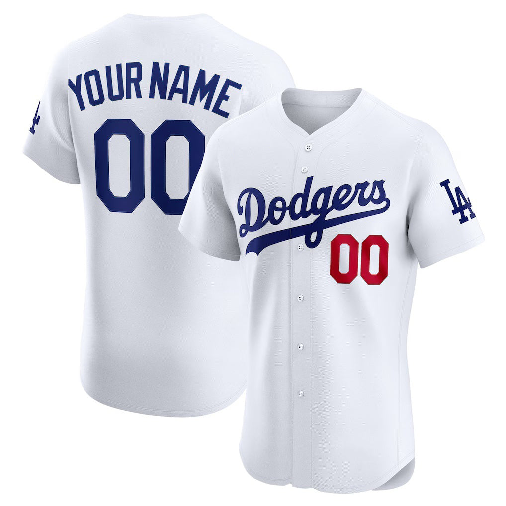 Custom Los Angeles Dodgers White Home Elite Baseball Jersey HELVY