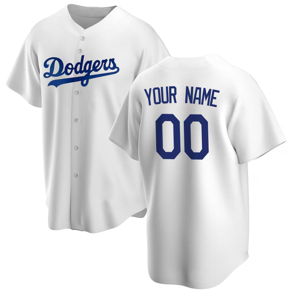 Custom Los Angeles Dodgers White Home Replica Baseball Jersey HELVY