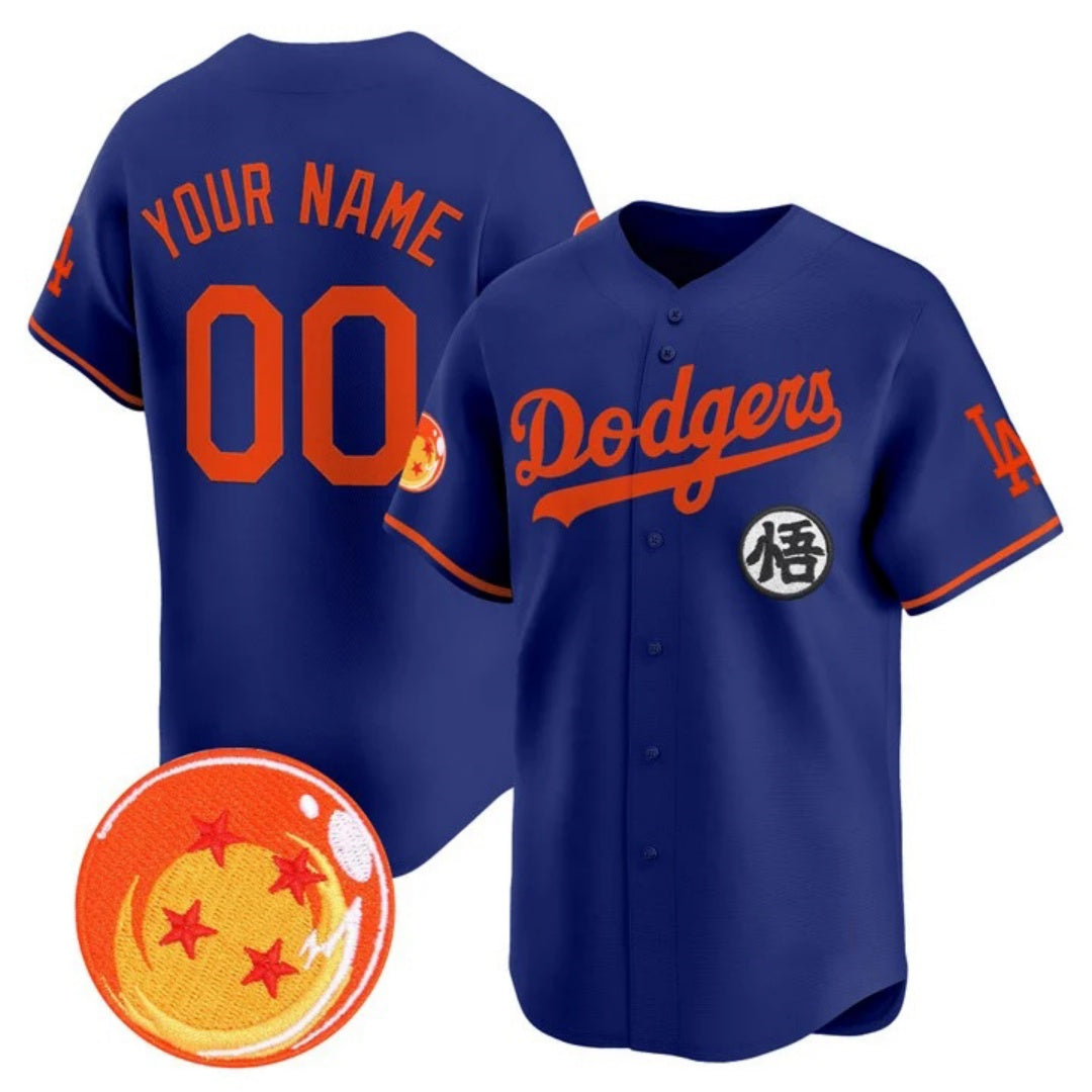 Custom Los Angeles Dodgers x Dragon Ball Royal Vapor Premier Limited Jersey - Stitched Baseball Jersey