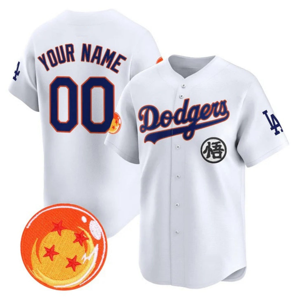Custom Los Angeles Dodgers x Dragon Ball White Vapor Premier Limited Jersey - Stitched Baseball Jersey