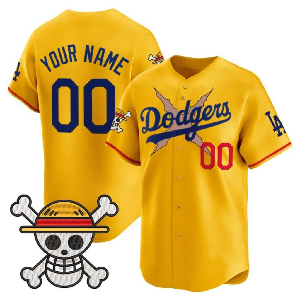 Custom Los Angeles Dodgers x One Piece Gold 2025 Vapor Premier Limited Jersey - Stitched Baseball Jersey