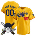 Custom Los Angeles Dodgers x One Piece Gold Zoro Patch Vapor Premier Limited Jersey - Stitched Baseball Jersey