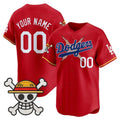 Custom Los Angeles Dodgers x One Piece Red 2025 Vapor Premier Limited Jersey - Stitched Baseball Jersey