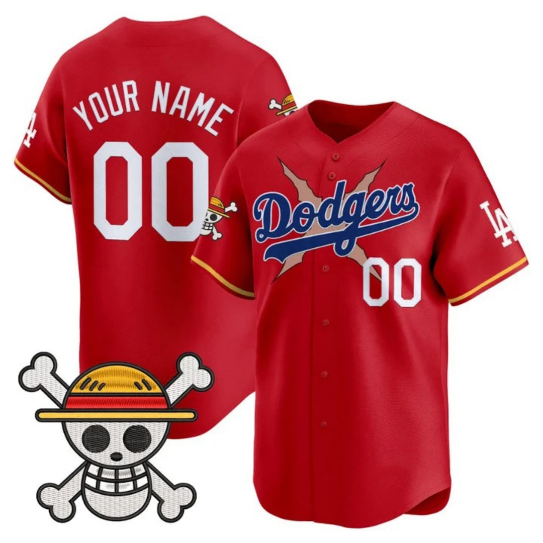 Custom Los Angeles Dodgers x One Piece Red 2025 Vapor Premier Limited Jersey - Stitched Baseball Jersey