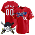 Custom Los Angeles Dodgers x One Piece Red Zoro Patch Vapor Premier Limited Jersey - Stitched Baseball Jersey