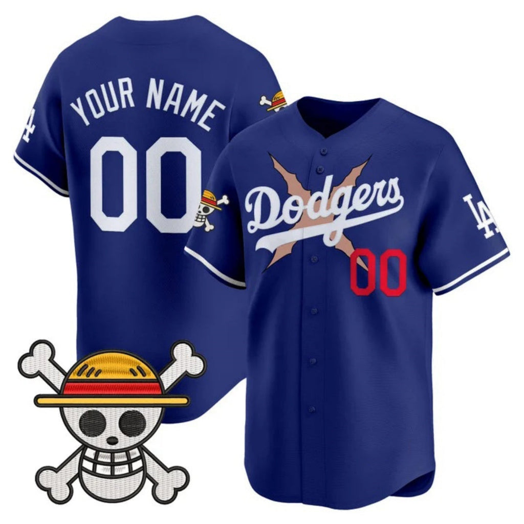 Custom Los Angeles Dodgers x One Piece Royal Vapor Premier Limited Jersey - Stitched Baseball Jersey