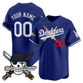 Custom Los Angeles Dodgers x One Piece Royal Zoro Patch Vapor Premier Limited Jersey - Stitched Baseball Jersey