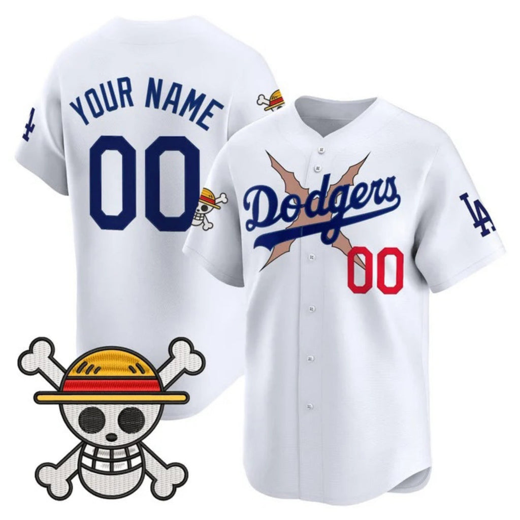 Custom Los Angeles Dodgers x One Piece White Vapor Premier Limited Jersey - Stitched Baseball Jersey