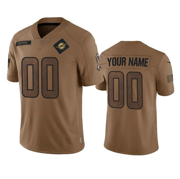 Custom M.Dolphins Active Player 2023 Brown Salute To Setvice Limited Stitched Jersey