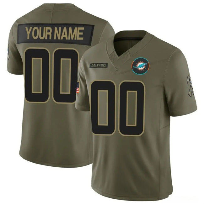 Custom M.Dolphins Active Player Olive 2025 F.U.S.E. Salute to Service Limited Stitched Jersey