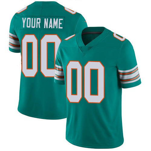 Custom M.Dolphins Alternate Aqua Green Stitched Vapor Untouchable Limited Jersey