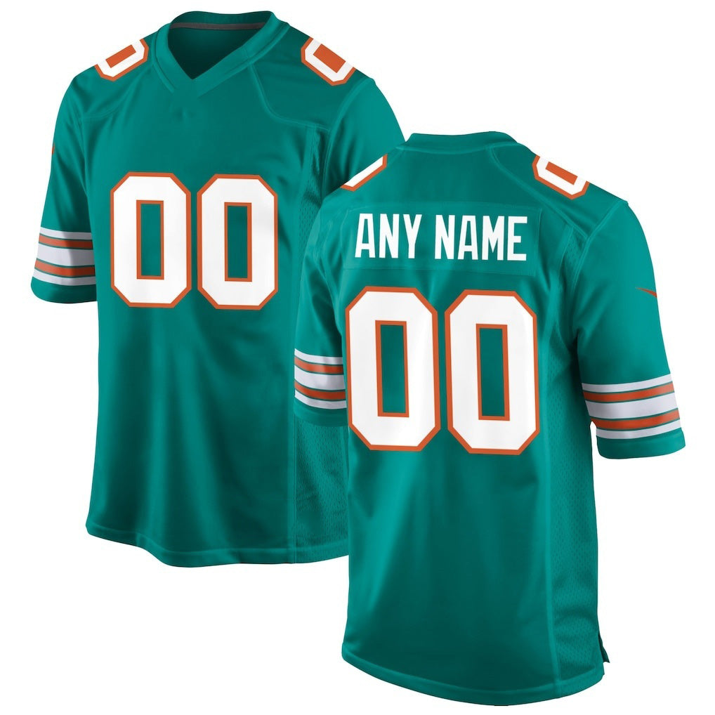 Custom M.Dolphins Aqua Alternate Game Jersey