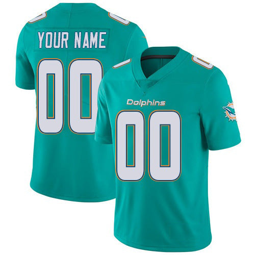Custom M.Dolphins Home Aqua Green Stitched Vapor Untouchable Limited Jersey