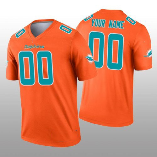 Custom M.Dolphins Orange Inverted Legend Jersey