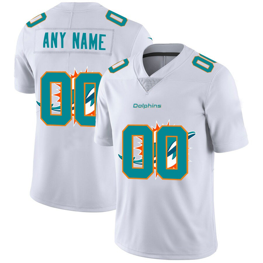 Custom M.Dolphins White Team Big Logo Vapor Untouchable Limited Jersey