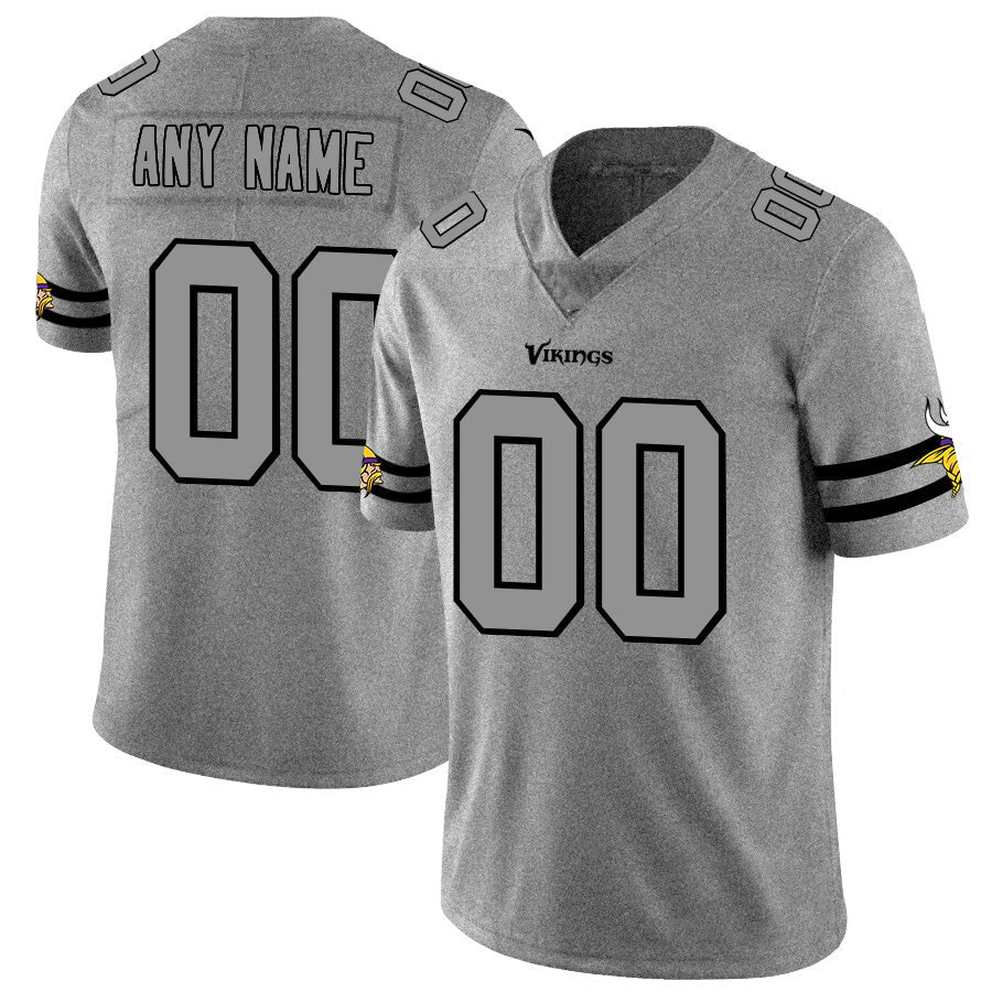 Custom MN.Vikings 2019 Gray Gridiron Gray Vapor Untouchable Limited Jersey