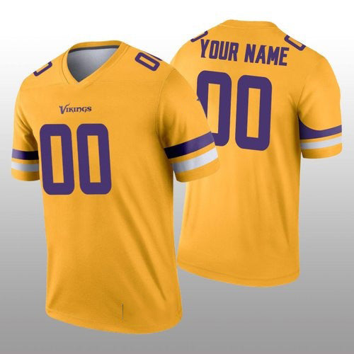 Custom MN.Vikings Gold Inverted Legend Jersey