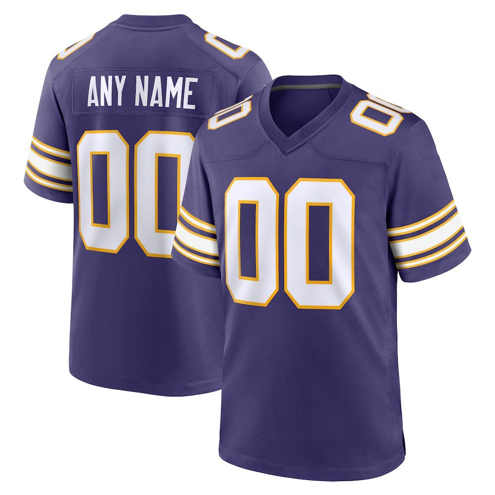 Custom MN.Vikings Purple Classic Game Jersey
