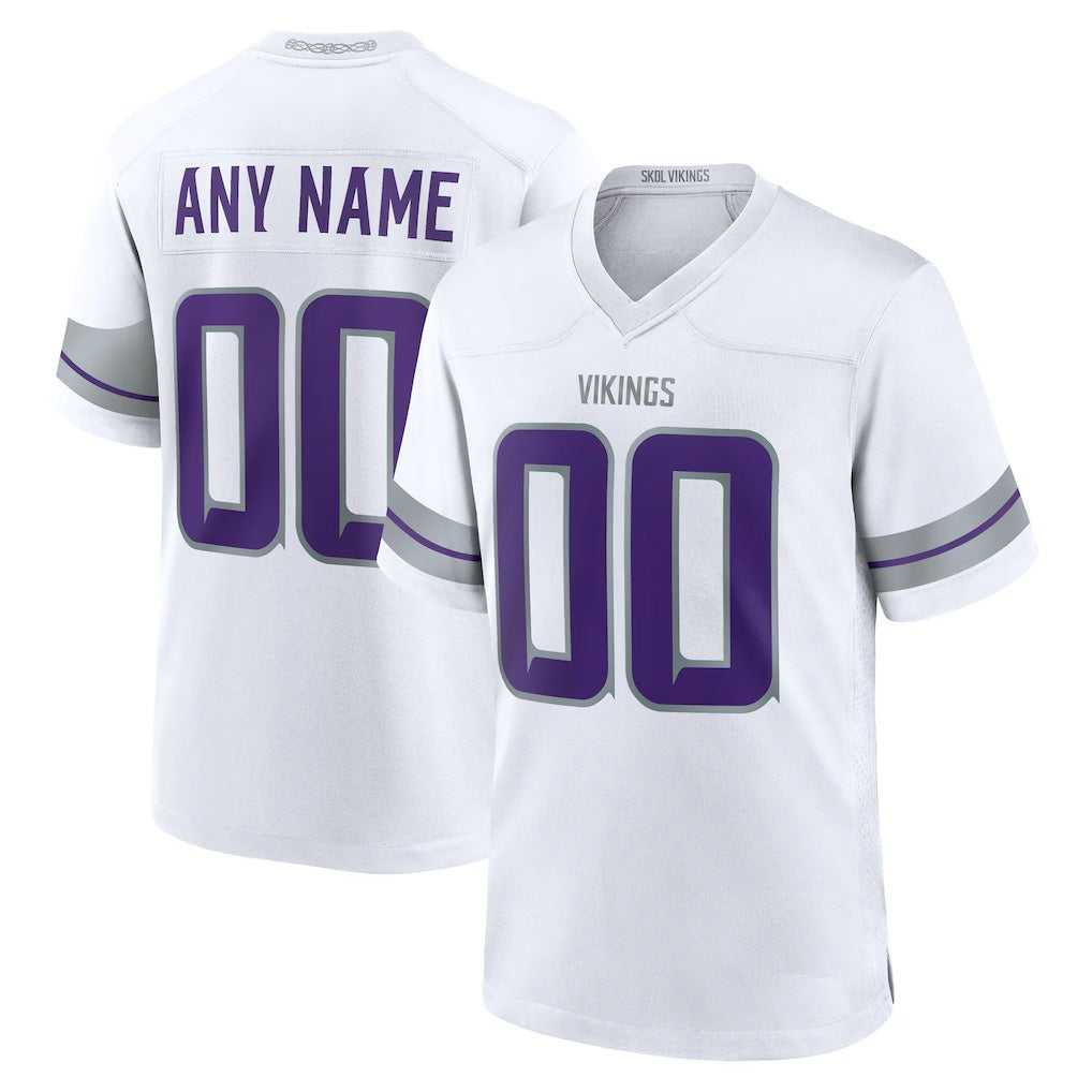 Custom MN.Vikings White Alternate Game Jersey