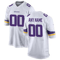 Custom MN.Vikings White Game Jersey