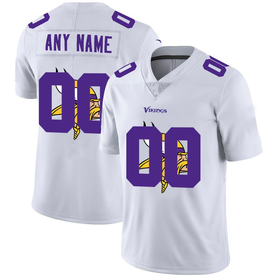 Custom MN.Vikings White Team Big Logo Vapor Untouchable Limited Jersey