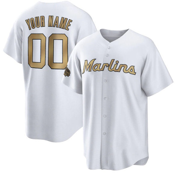 Custom Miami Marlins Active Player White 2022 All-Star Cool Base Stitched Baseball Jersey