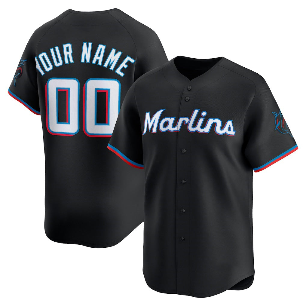 Custom Miami Marlins Black Alternate Limited Baseball Jersey