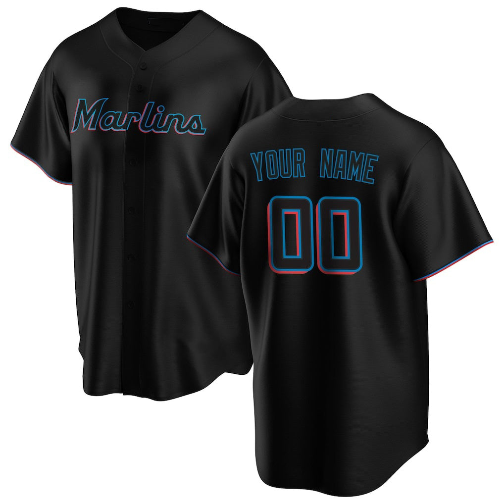 Custom Miami Marlins Black Alternate Replica Baseball Jersey